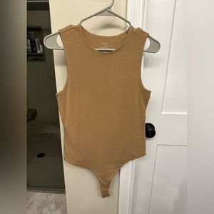 Nuuds Class Crew Tank Bodysuit Cinnamon